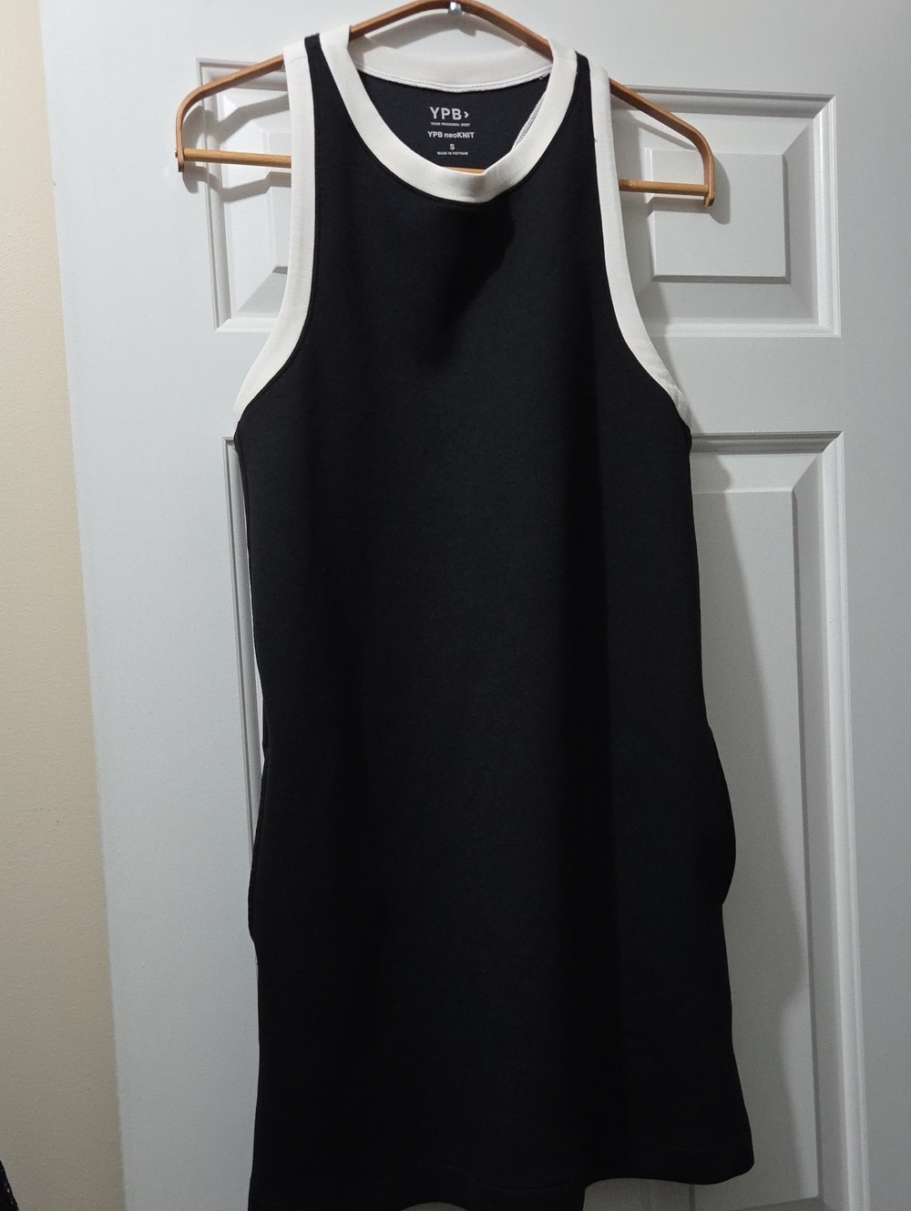 YPB Black Sleeveless Shift Dress with White Trim